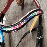 Rsd Padded Monocrown Bridle, Crank, Bling Browband, Glitter edges, Patent Leather *like new, v.mnr dirt, stains & rub