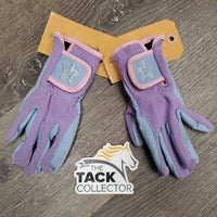 JUNIORS Cloth Riding Gloves *vgc, clean, mnr stains & rubs
