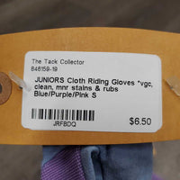 JUNIORS Cloth Riding Gloves *vgc, clean, mnr stains & rubs
