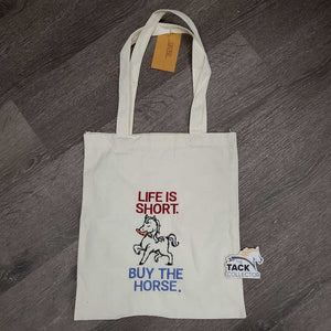 Custom Made Embroidered Cotton Tote Bag "Life is Short, Buy the Horse" *new