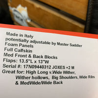 17" MW *5.25" Equipe Oxer Close Contact, 2 Billet Guards, Unicorn Fleece Cover, Foam Panels, Full Calfskin, Med Front & Back Blocks, Flaps: 13.5"L x 13"W Serial #: 17N09440312 JOXES +2 M
