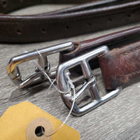 Pr Soft Lined Stirrup Leathers *gc/fair, clean, rubs, torn edges, v.rubbed, stretched & cracked holes
