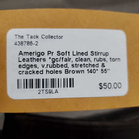 Pr Soft Lined Stirrup Leathers *gc/fair, clean, rubs, torn edges, v.rubbed, stretched & cracked holes
