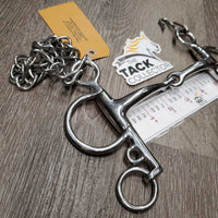 SS Thin Curved Jointed Pelham Bit, chain *xc, clean, mnr rubs & scratches
