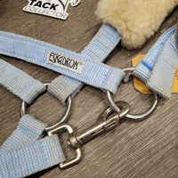 Nylon Halter, Fleece lined, snap, Braided Lead Rope *vgc, stains, older, rust, clean, mnr clumpy
