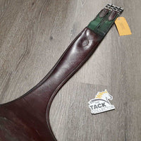 Padded Belly Girth, D ring, center buckle strap, x2 els *gc/fair, older, v.ripped d Cover, v.scraped, curled/stretched strap
