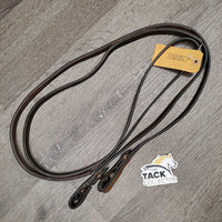 Rubber Lined Curb Reins *gc, warped, rubbed, threads, dry, cracks
