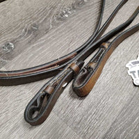 Rubber Lined Curb Reins *gc, warped, rubbed, threads, dry, cracks
