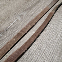 Rubber Lined Curb Reins *gc, warped, rubbed, threads, dry, cracks
