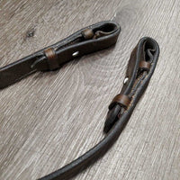 Rubber Lined Curb Reins *gc, warped, rubbed, threads, dry, cracks
