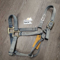 Thick Soft Nylon Halter *gc, faded, mnr frayed holes, scuffed brass
