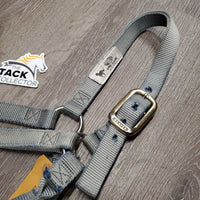 Thick Soft Nylon Halter *gc, faded, mnr frayed holes, scuffed brass
