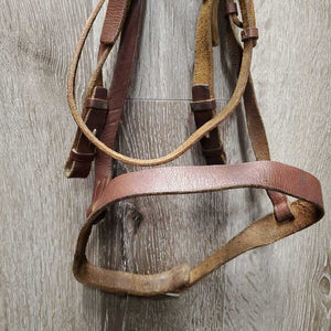 Wide Flat Leather Bridle *gc, older, clean, v.tight keepers, edges: scrapes & slice, stain