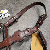 Scalloped Leather Western Showmanship Show Halter *gc, clean, scrapes, stains, NO CONCHOS
