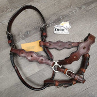 Scalloped Leather Western Showmanship Show Halter *gc, clean, scrapes, stains, NO CONCHOS
