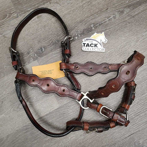 Scalloped Leather Western Showmanship Show Halter *gc, clean, scrapes, stains, NO CONCHOS