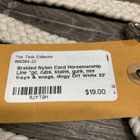 Braided Nylon Cord Horsemanship Line *gc, rubs, stains, gunk, mnr frays & snags, dingy
