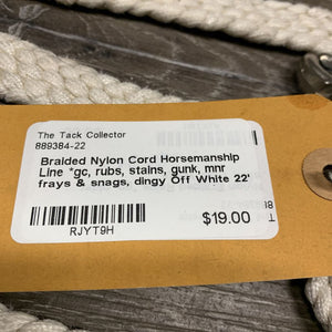 Braided Nylon Cord Horsemanship Line *gc, rubs, stains, gunk, mnr frays & snags, dingy