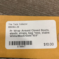 Pr Wrap Around Closed Boots, elastic straps, bag *new, stains
