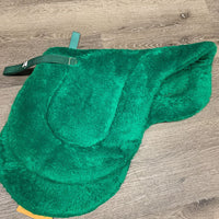 Thick Fitted Fleece Hunter Saddle Pad *gc, clean, hairy, flattened, seams & edges: mnr thin/holey & clumpy
