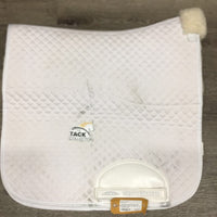 Quilt Fleece Lined Dressage Saddle Pad *vgc, cut tabs, dingy, stains, mnr hair, lint, rubs, puckers
