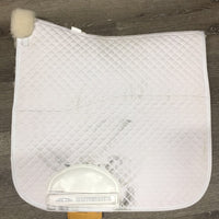 Quilt Fleece Lined Dressage Saddle Pad *vgc, cut tabs, dingy, stains, mnr hair, lint, rubs, puckers
