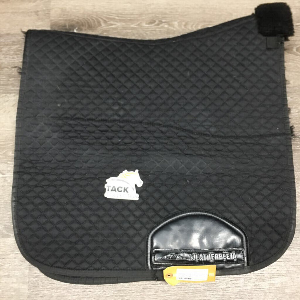 Quilt Fleece Lined Dressage Saddle Pad *gc, cut tabs, mnr dirt, hair, rubs, puckers, fading, threads/frays