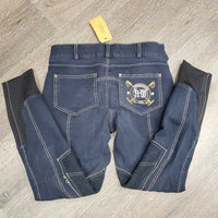 Denim Wuroseat Breeches *gc/fair, seam puckers, faded, pills, rubs, popped seam, seat: rubs & thin
