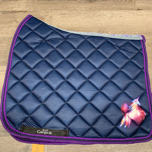 Dressage Saddle Pad, 2x Piping "Unicorns" *new, curled corner