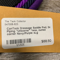 Dressage Saddle Pad, 2x Piping "Unicorns" *new, curled corner
