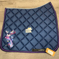 Dressage Saddle Pad, 2x Piping "Unicorns" *new, curled corner
