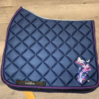 Dressage Saddle Pad, 2x Piping "Unicorns" *new, curled corner
