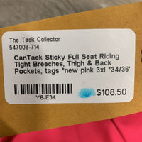 Sticky Full Seat Riding Tight Breeches, Thigh & Back Pockets, tags *new
