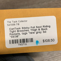 Sticky Full Seat Riding Tight Breeches, Thigh & Back Pockets, tags *new
