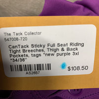 Sticky Full Seat Riding Tight Breeches, Thigh & Back Pockets, tags *new
