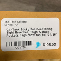 Sticky Full Seat Riding Tight Breeches, Thigh & Back Pockets, tags *new
