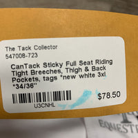 Sticky Full Seat Riding Tight Breeches, Thigh & Back Pockets, tags *new
