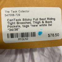 Sticky Full Seat Riding Tight Breeches, Thigh & Back Pockets, tags *new
