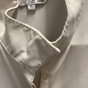 SS Show Shirt, attached snap collar *gc, loose button threads, dingy