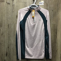 LS Sun Shirt, Mesh sides & sleeves, 1/3 Zip Up *xc, seam puckers
