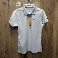 SS Polo Shirt, 1/3 button up *xc, stains
