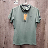 SS Polo Shirt, 1/3 button up *vgc, stains, pulled pit seams
