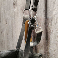 Grazing Muzzle, Halter, snap, Zipper Top Bag *gc, v.dusty & dirty, loose threads & rubs
