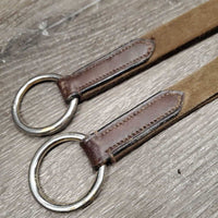 2 Piece Hvy Leather & Elastic Running Martingale Attachment, buckles *gc, older, creases, threads, stiff, v.scraped, v.dirty
