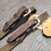 2 Piece Hvy Leather & Elastic Running Martingale Attachment, buckles *gc, older, creases, threads, stiff, v.scraped, v.dirty
