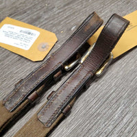 2 Piece Hvy Leather & Elastic Running Martingale Attachment, buckles *gc, older, creases, threads, stiff, v.scraped, v.dirty
