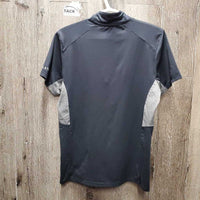 SS Show Sun Shirt, 1/2 zip up, mesh sides & sleeve *xc, mnr threads & seam puckers
