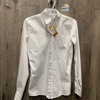 LS Show Shirt, attached snap collar *vgc, mnr stain & seam puckers, MISSING snap
