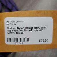 Braided Nylon Roping Rein, quick clip ends *xc
