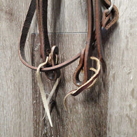 Narrow Leather Headstall, laces *vgc, mnr dirt, scraped edges, v.small throatlatch holes
